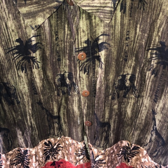 Vintage Tradition earthy Toned Maxi Dress with Floral Hem with over shirt - Picture 6 of 10